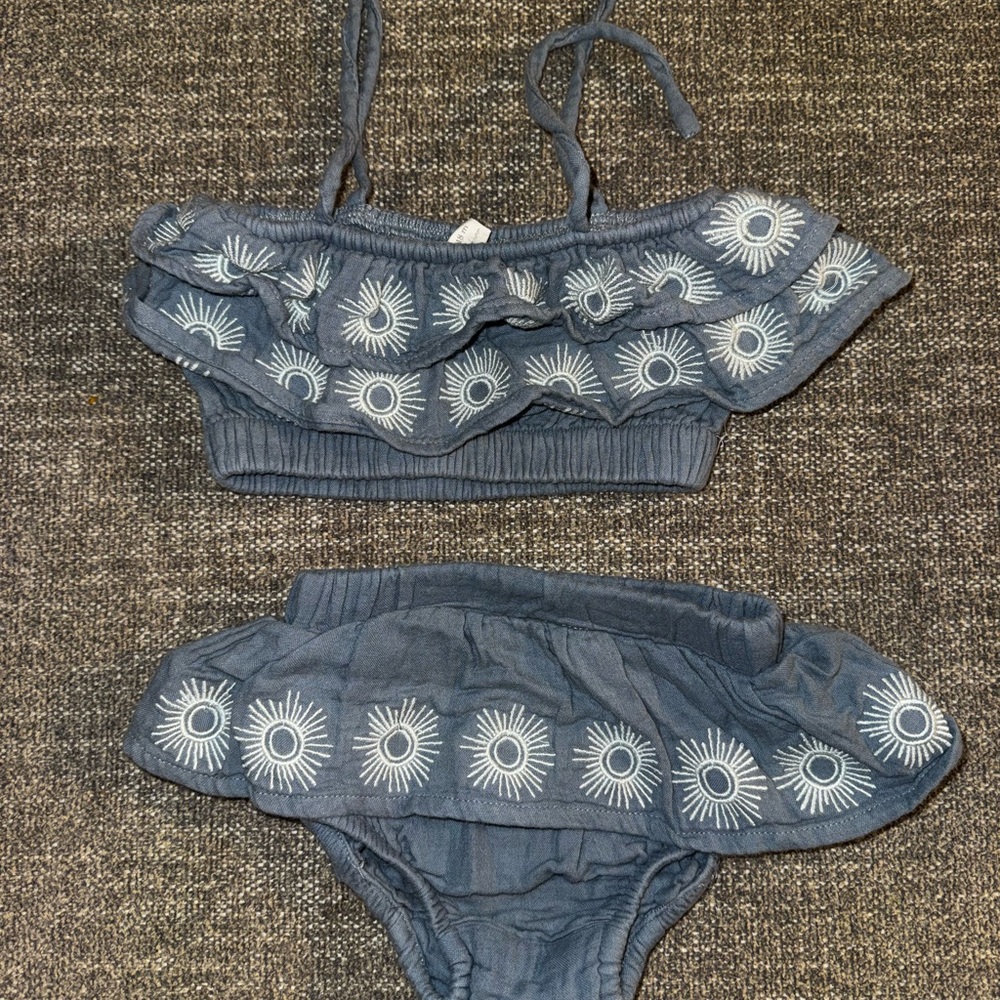 Kate Quinn Blue and White Kids Ruffle Set
